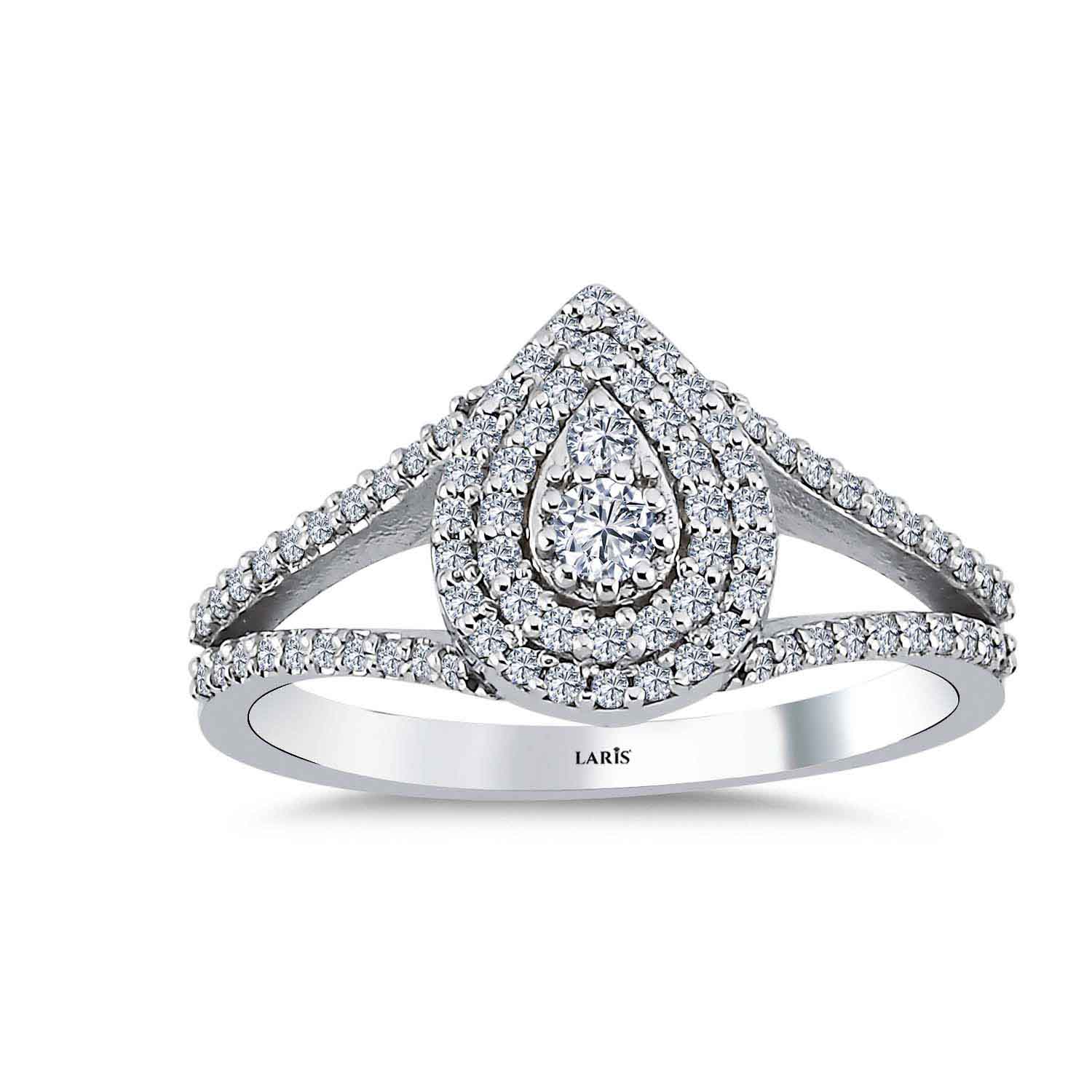 0.40 Karat Pırlanta Damla Çift Kol Coronet Yüzük