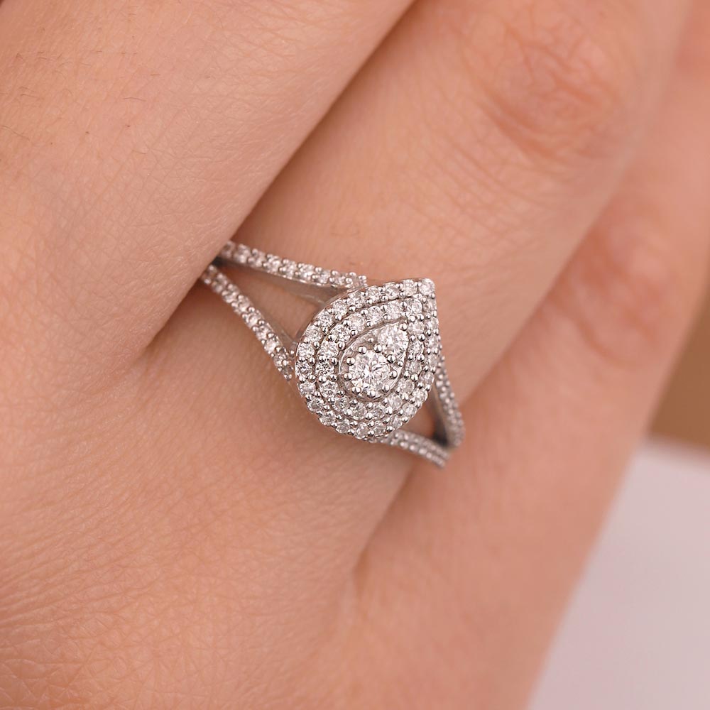 0.40 Karat Pırlanta Damla Çift Kol Coronet Yüzük