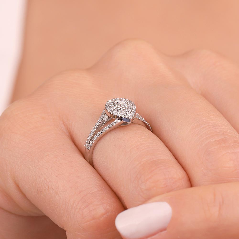 0.40 Karat Pırlanta Damla Çift Kol Coronet Yüzük