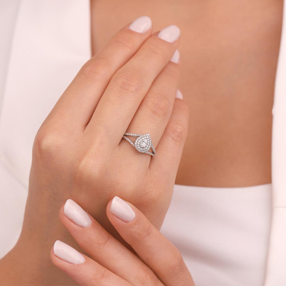 0.40 Karat Pırlanta Damla Çift Kol Coronet Yüzük