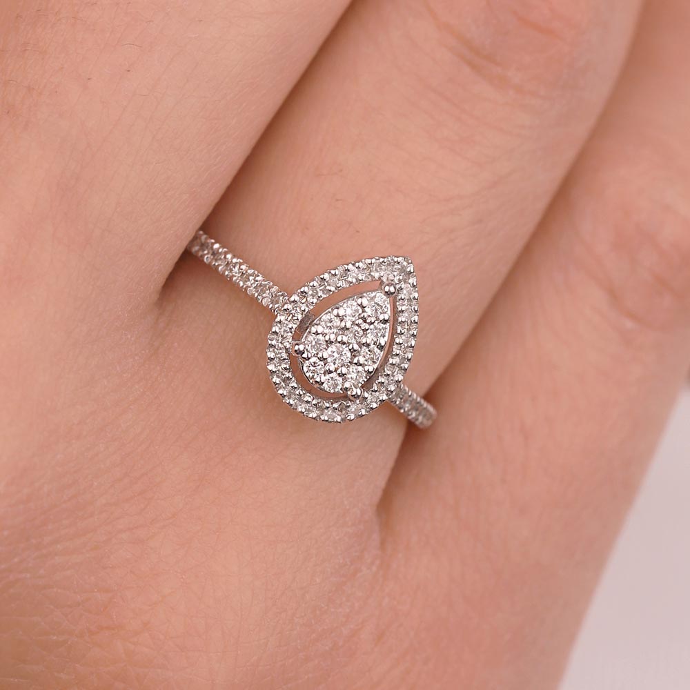 coronet yüzükler 0.25 Karat Pırlanta Damla Coronet Yüzük