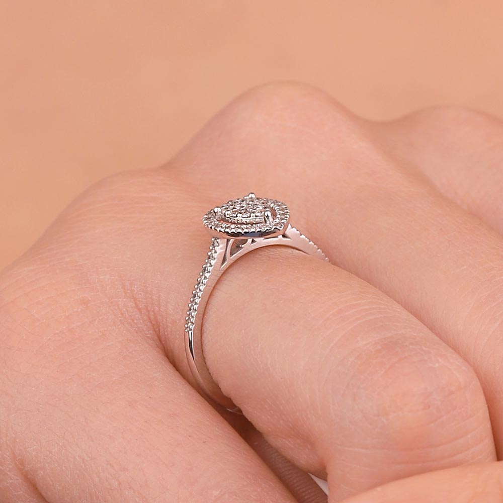 coronet yüzükler 0.25 Karat Pırlanta Damla Coronet Yüzük