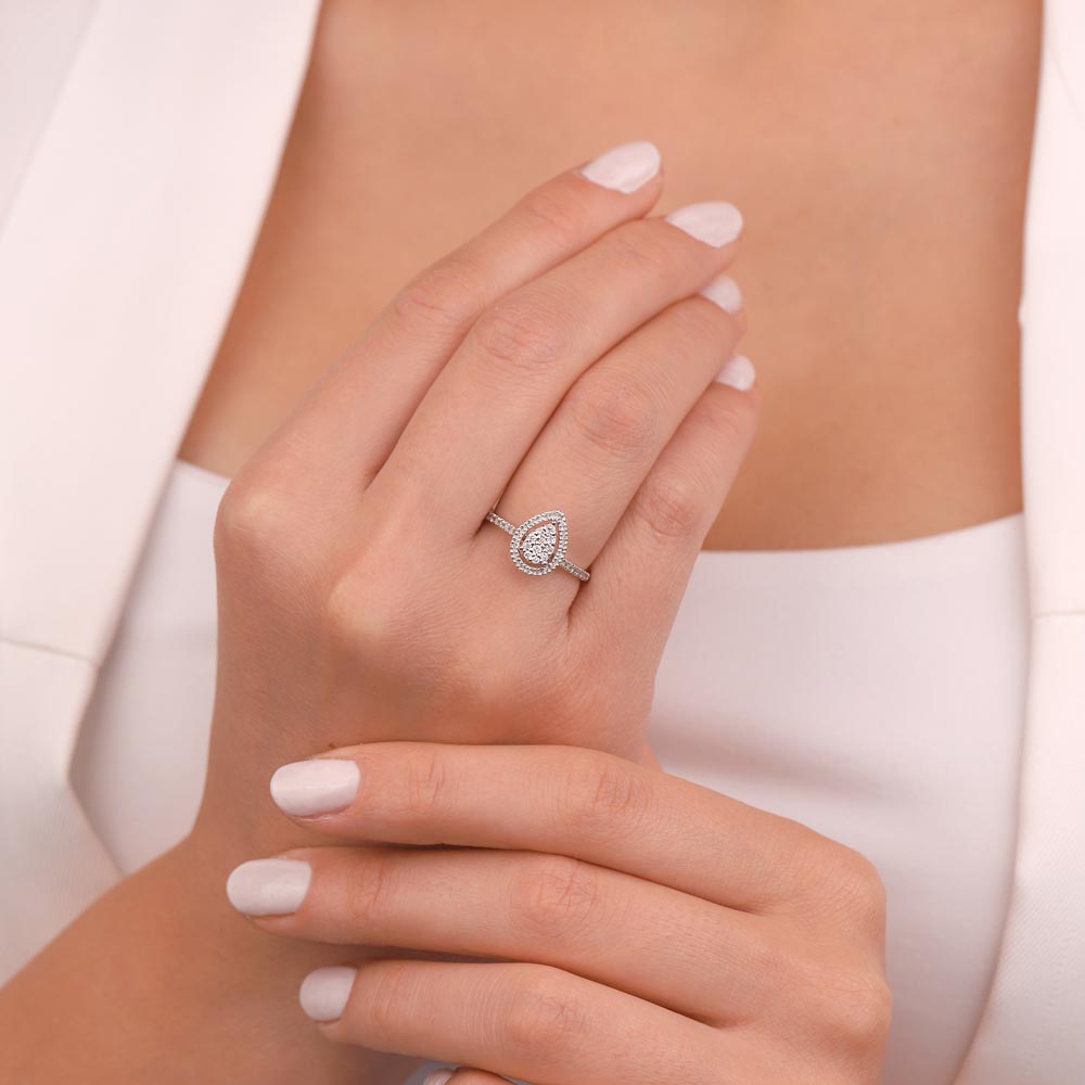 coronet yüzükler 0.25 Karat Pırlanta Damla Coronet Yüzük