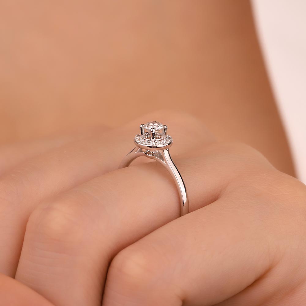 0,40 Pırlanta Halo Tektaş Yüzük