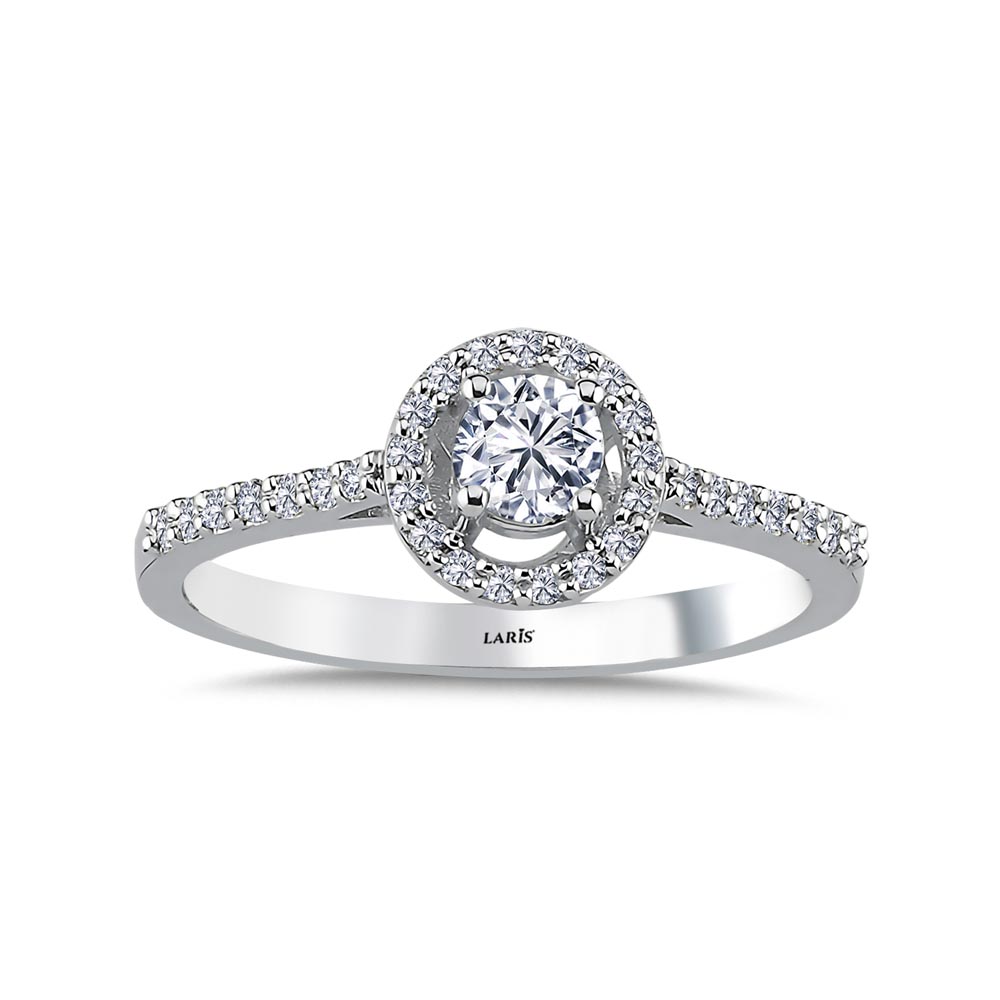 Özel Tasarım Yüzükler 0,48 Karat Pırlanta Halo Tektas Yüzük