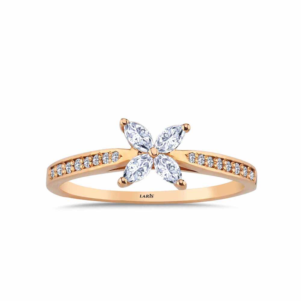 0,35 Karat Pırlanta Markiz Taşlı  Vintage Papatya Yüzük