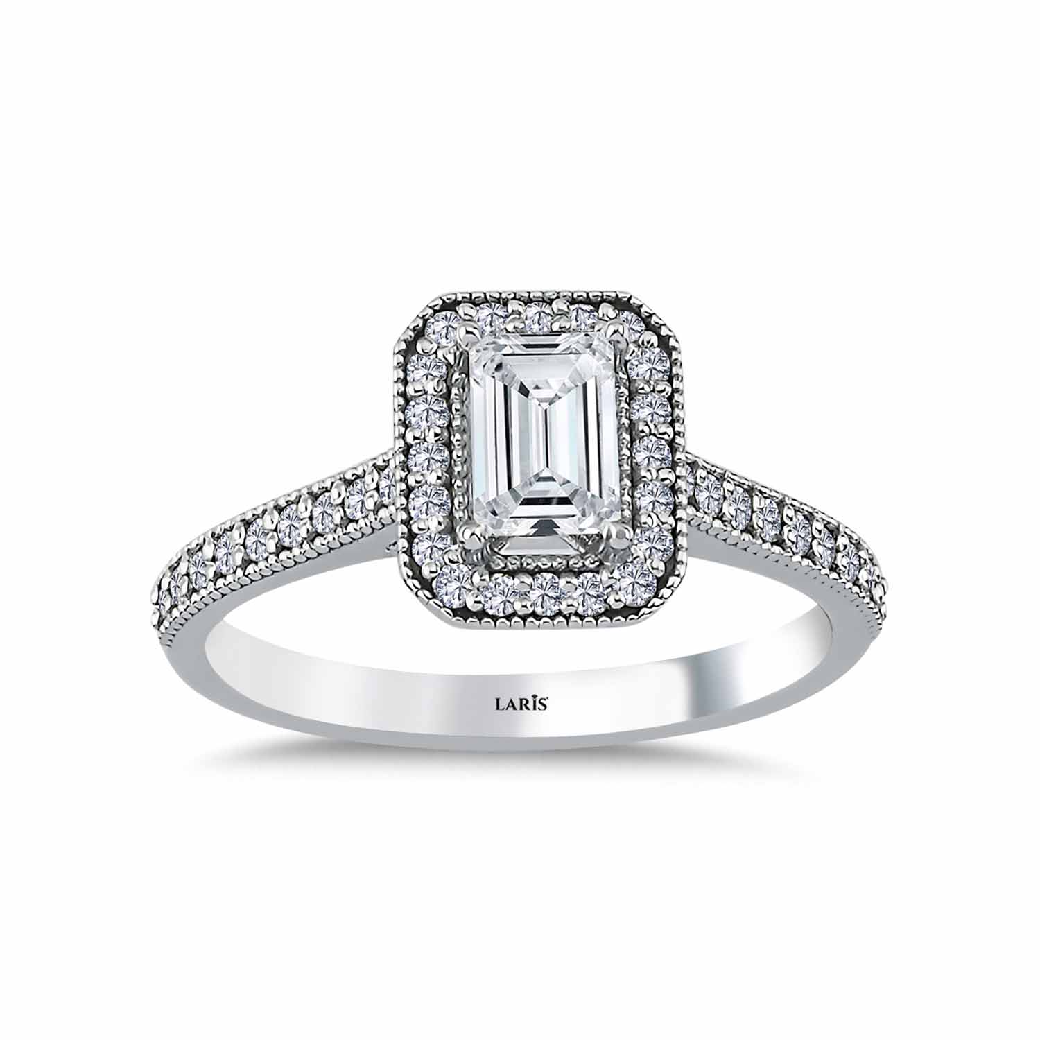 0,69 Karat Pırlanta Özel Tasarım Halo Baget TektaşYüzük