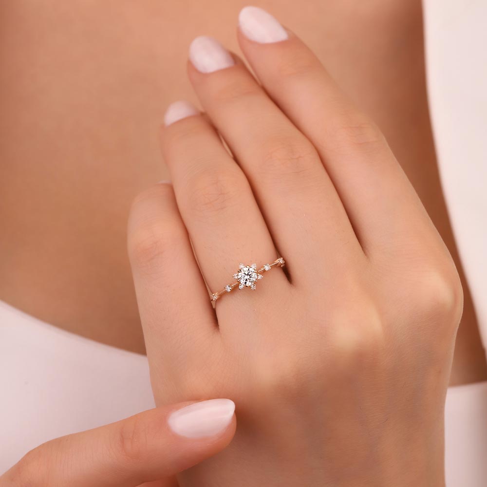 Tektaş Yüzükler 0,40 Karat Pırlanta Lotus Vintage Tektaş Yüzük