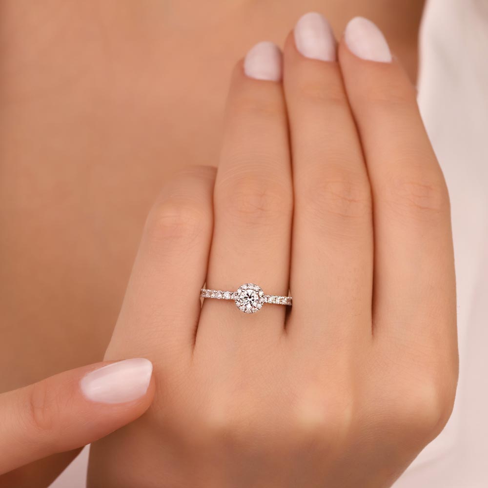 0.50 Karat Pırlanta Halo Tektaş Yüzük