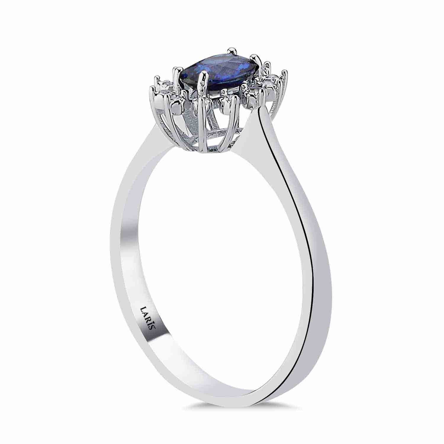 Safir Yüzükler 0,50 Karat Pırlanta Oval Royale Safir Yüzük