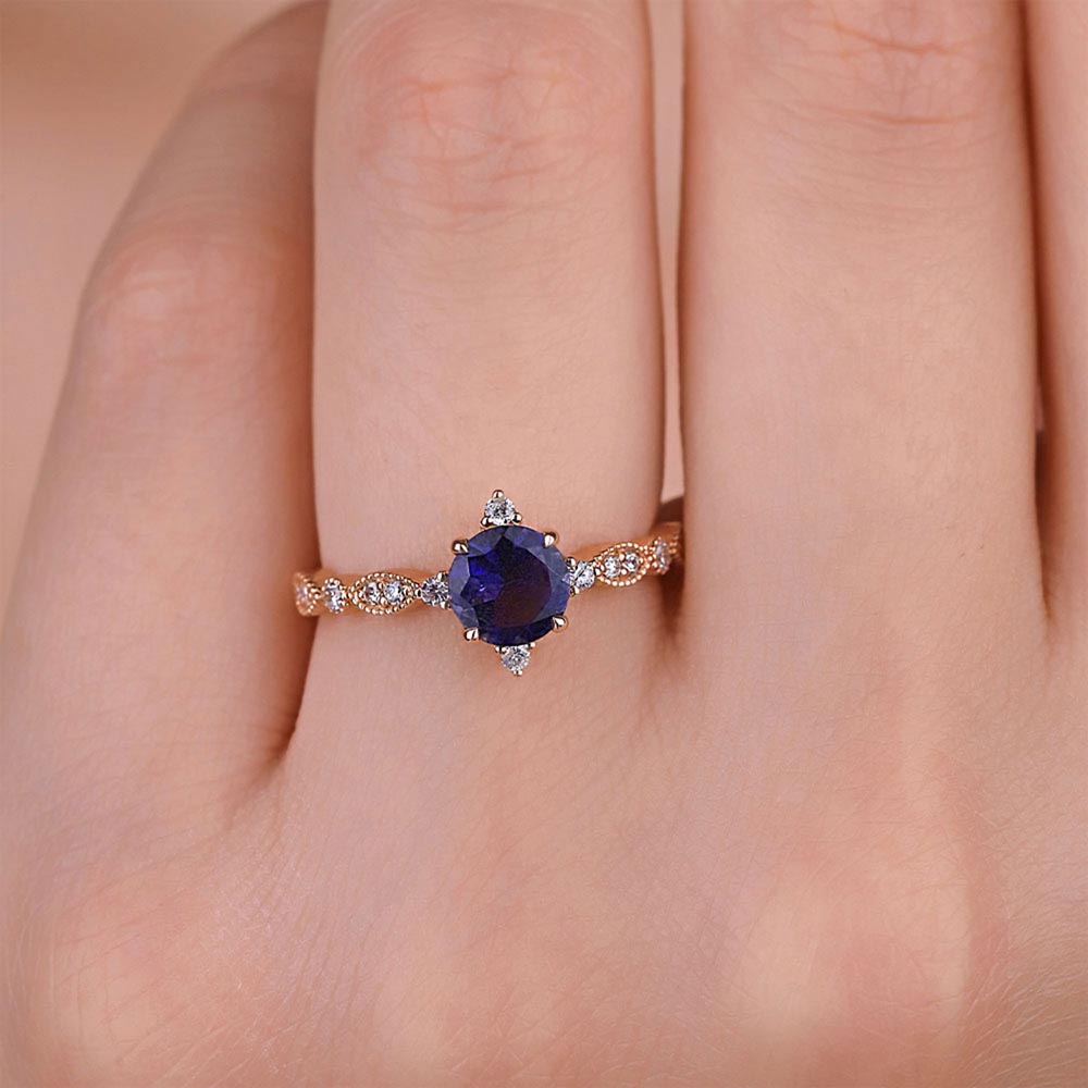 0,77 Karat Pırlanta Vintage İolite Yüzük