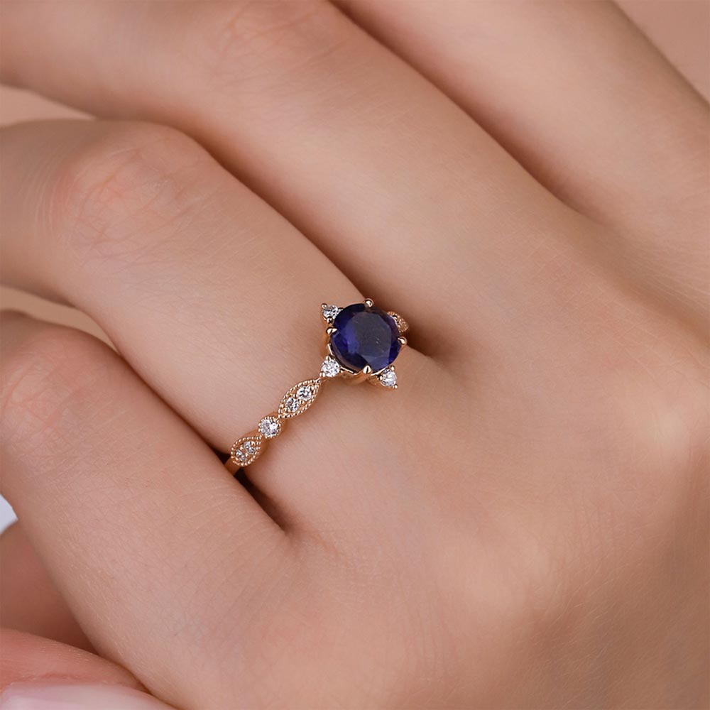 0,77 Karat Pırlanta Vintage İolite Yüzük