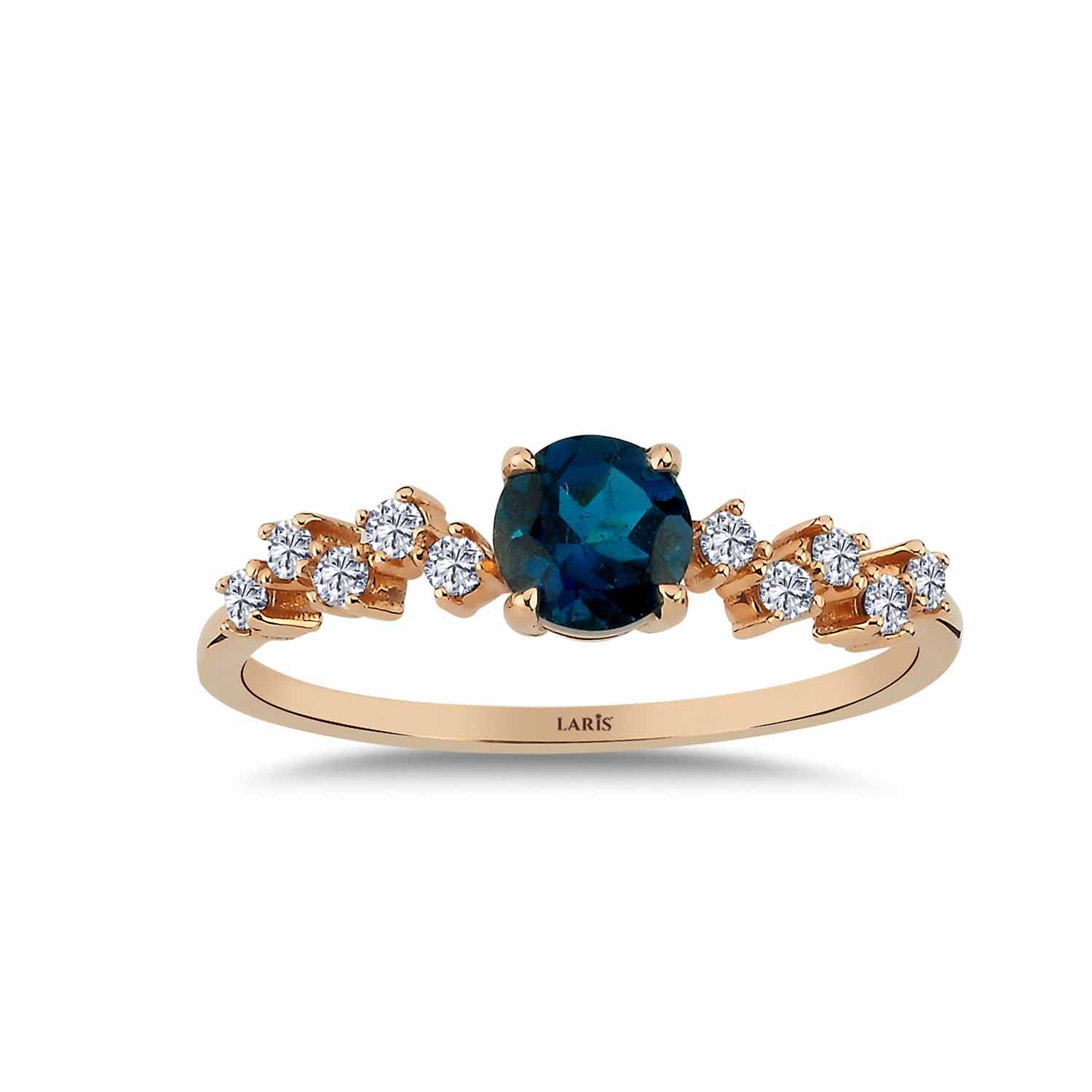 0,73 Karat Pırlanta Vintage London Blue Topaz Yüzük