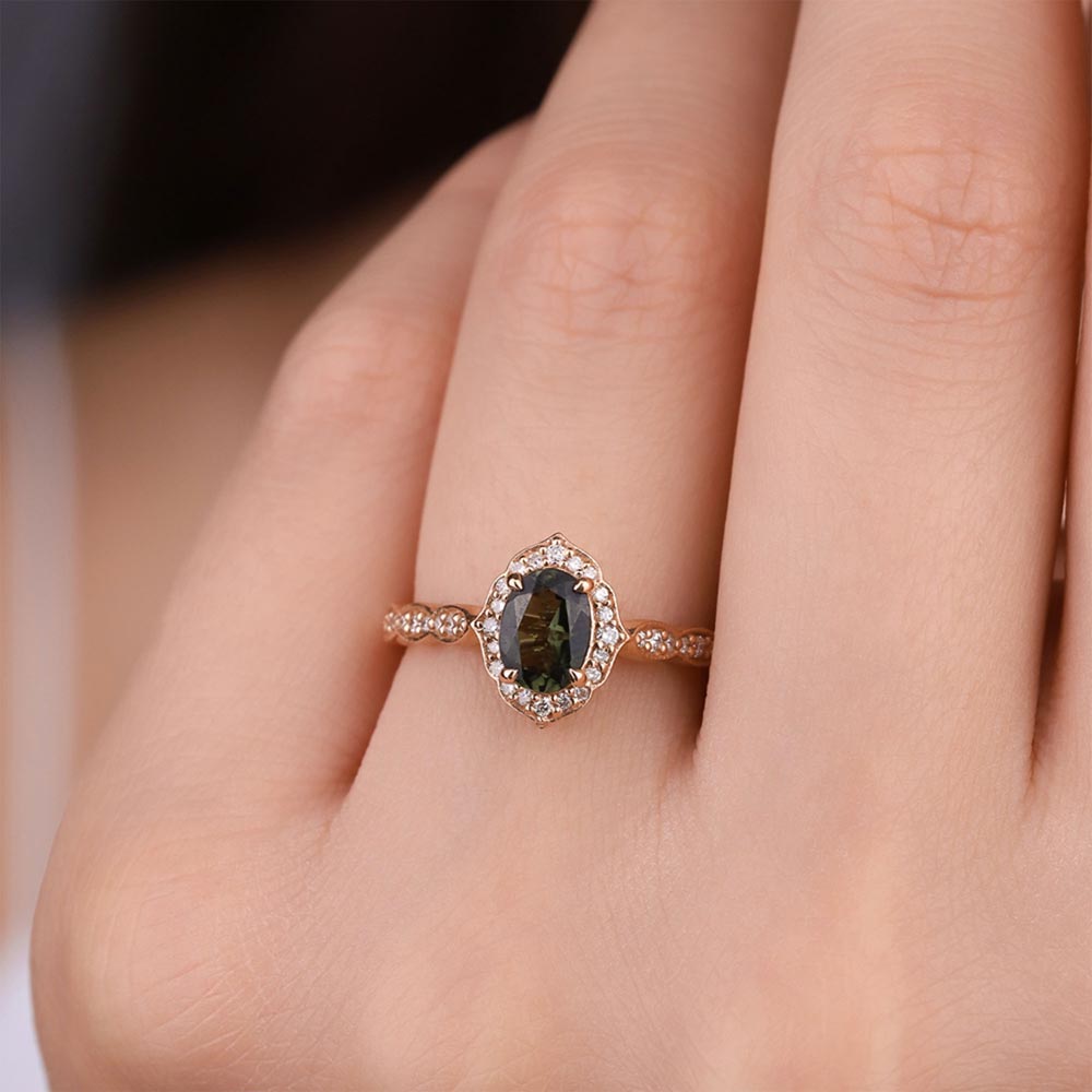 0,75 Karat Pırlanta Vintage Turmalin Yüzük