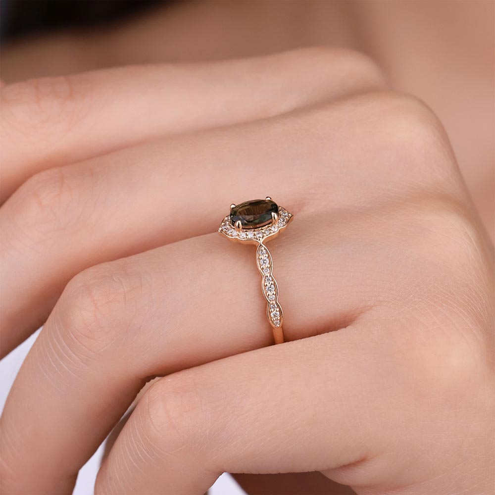 0,75 Karat Pırlanta Vintage Turmalin Yüzük