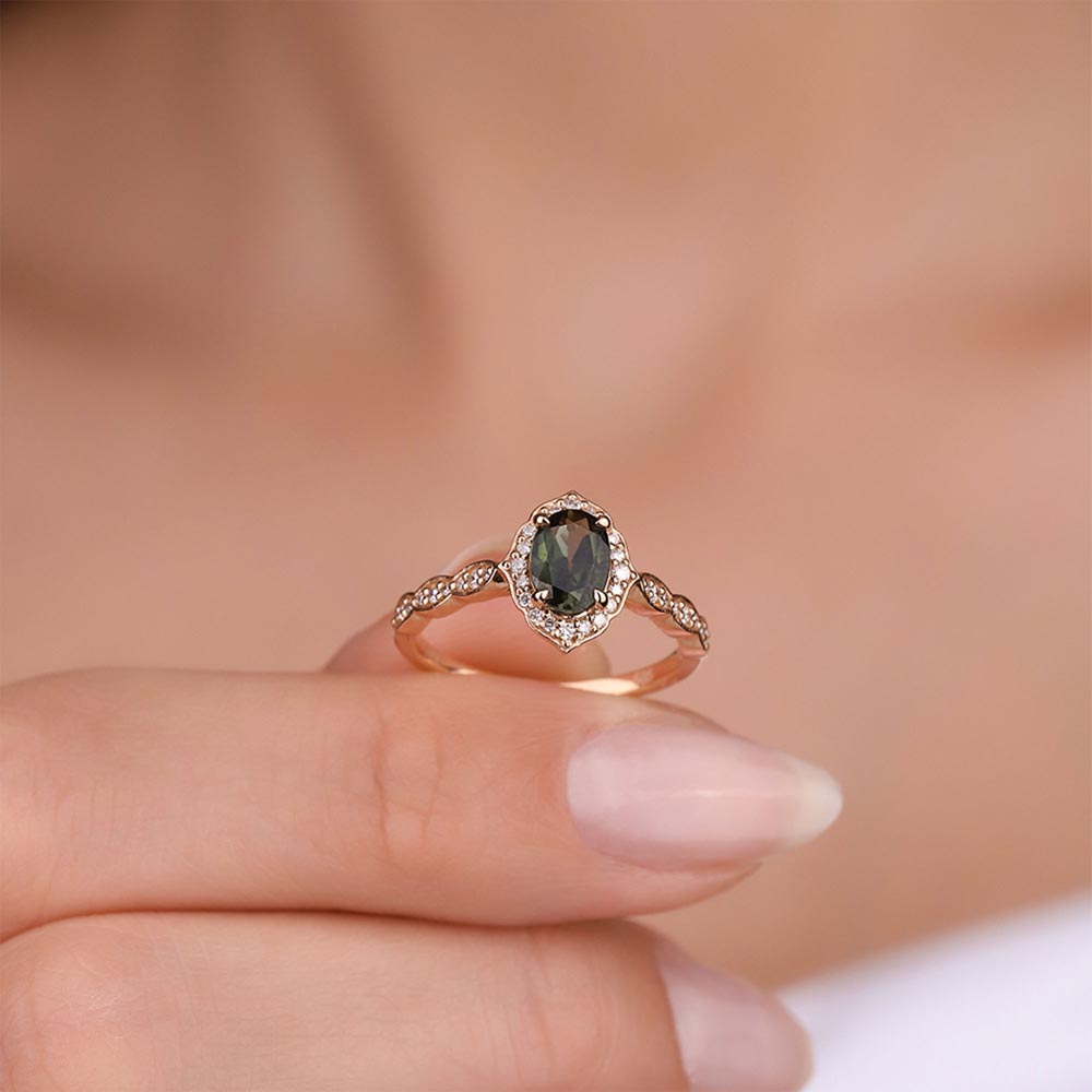 0,75 Karat Pırlanta Vintage Turmalin Yüzük