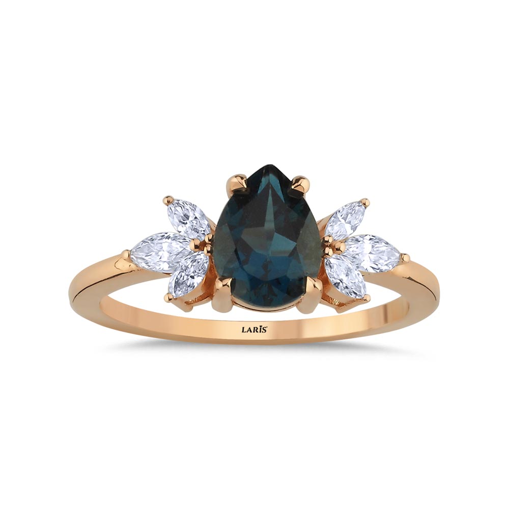 1,57 Karat Pırlanta London Blue Topaz Vintage Yüzük