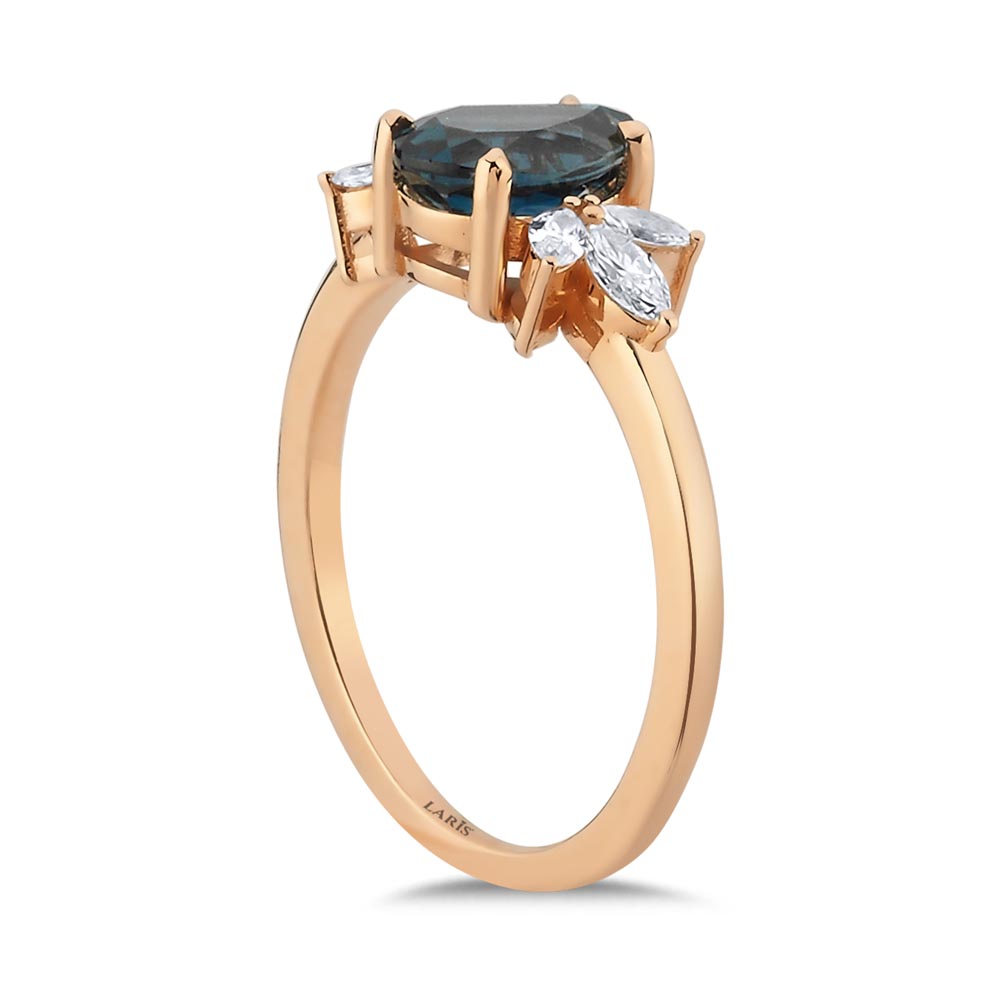 1,57 Karat Pırlanta London Blue Topaz Vintage Yüzük