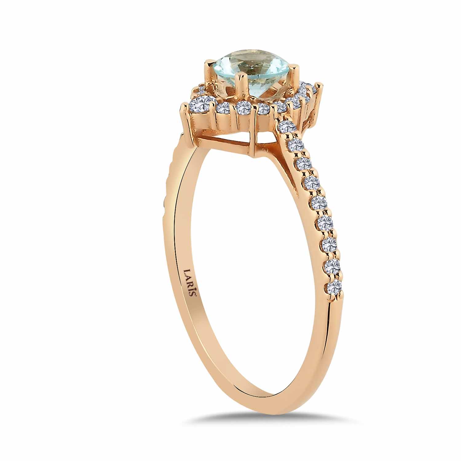 0,92 Karat Pırlanta Vintage Sky Blue Topaz Yüzük