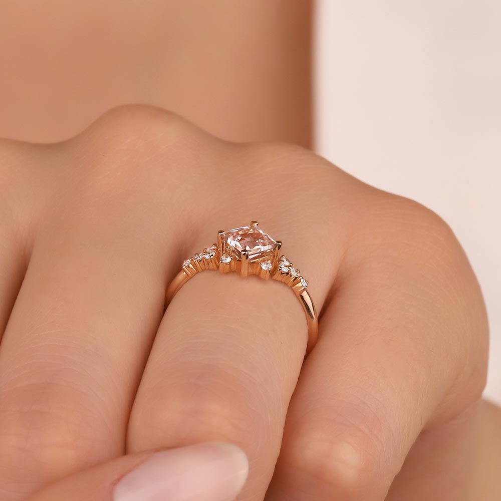 Vintage Yüzükler 0,83 Karat Pırlanta Vintage Morganit Yüzük