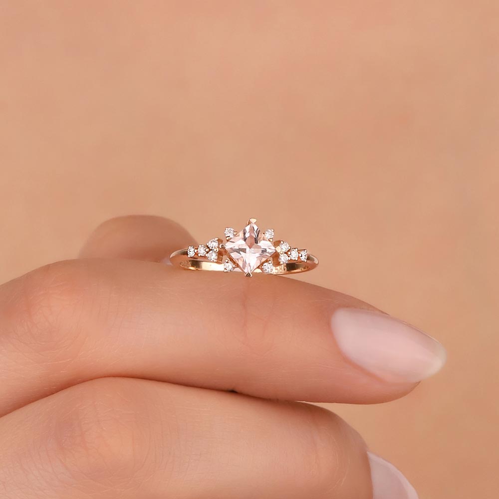 Vintage Yüzükler 0,83 Karat Pırlanta Vintage Morganit Yüzük