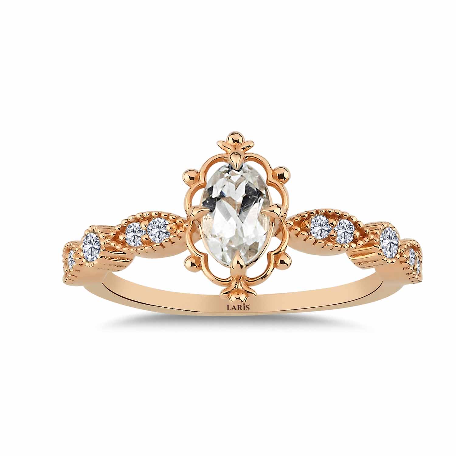 0,80 Karat Pırlanta Vintage Beyaz Topaz Yüzük