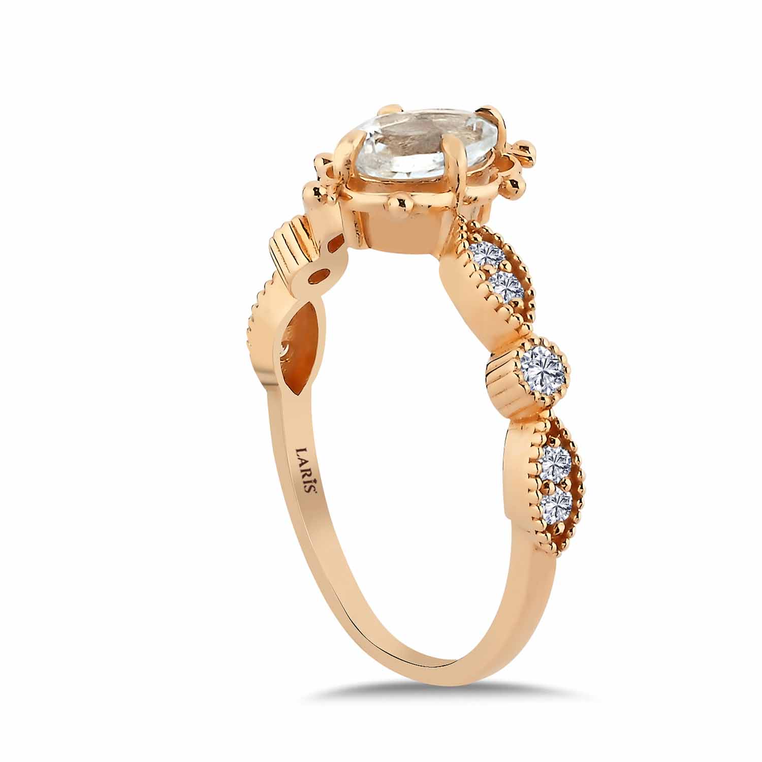 0,80 Karat Pırlanta Vintage Beyaz Topaz Yüzük