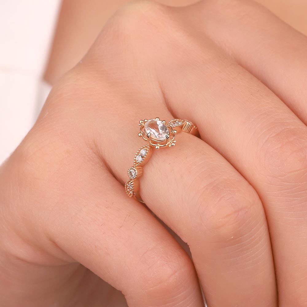 0,80 Karat Pırlanta Vintage Beyaz Topaz Yüzük