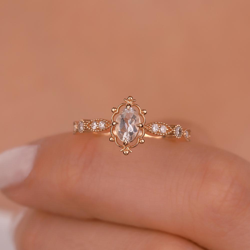 0,80 Karat Pırlanta Vintage Beyaz Topaz Yüzük