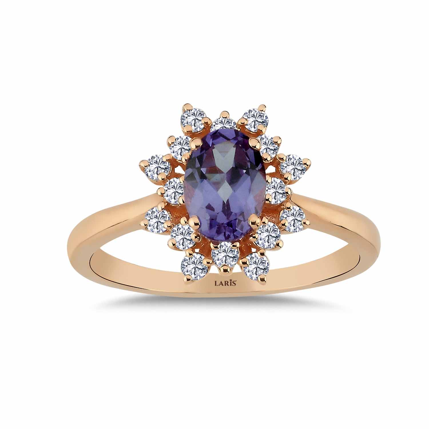 Renkli Taşlı Yüzükler 1,43 Karat Pırlanta Vintage Alexandrit Yüzük