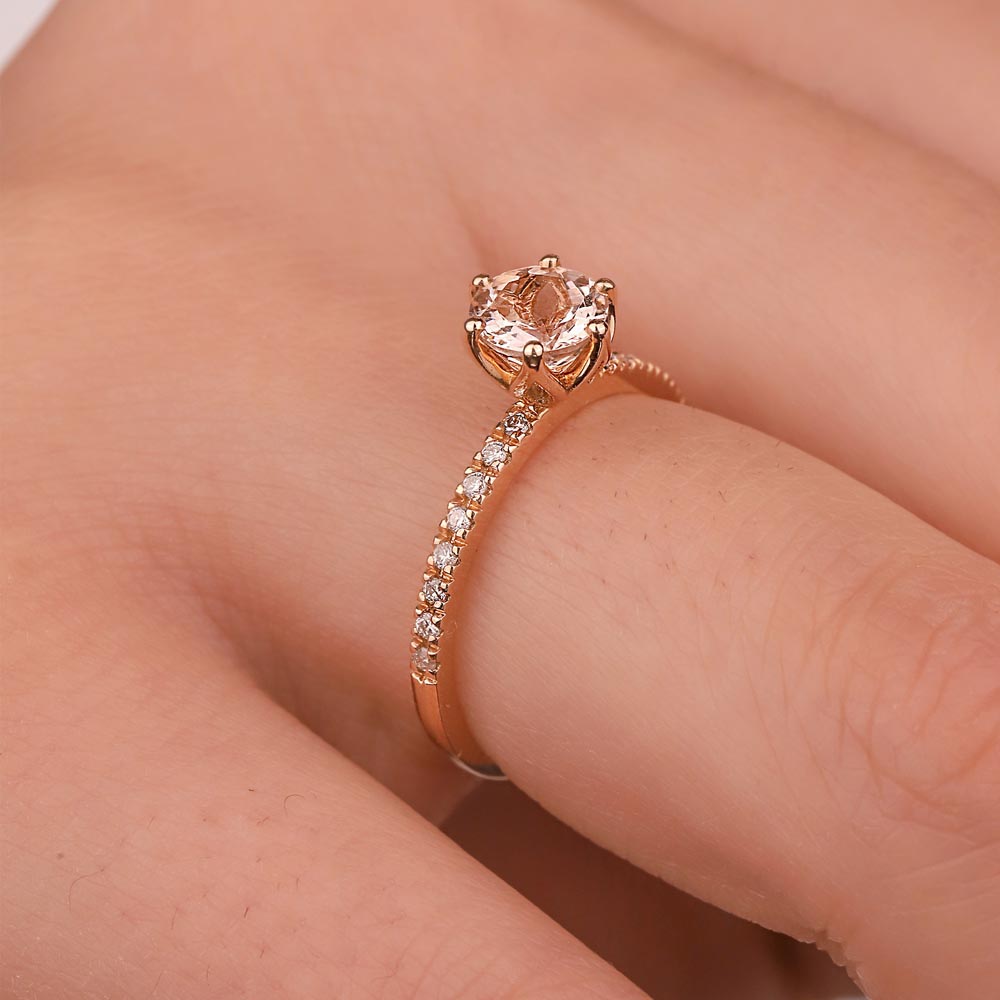 0,78 Karat Pırlanta Vintage Morganit Yüzük