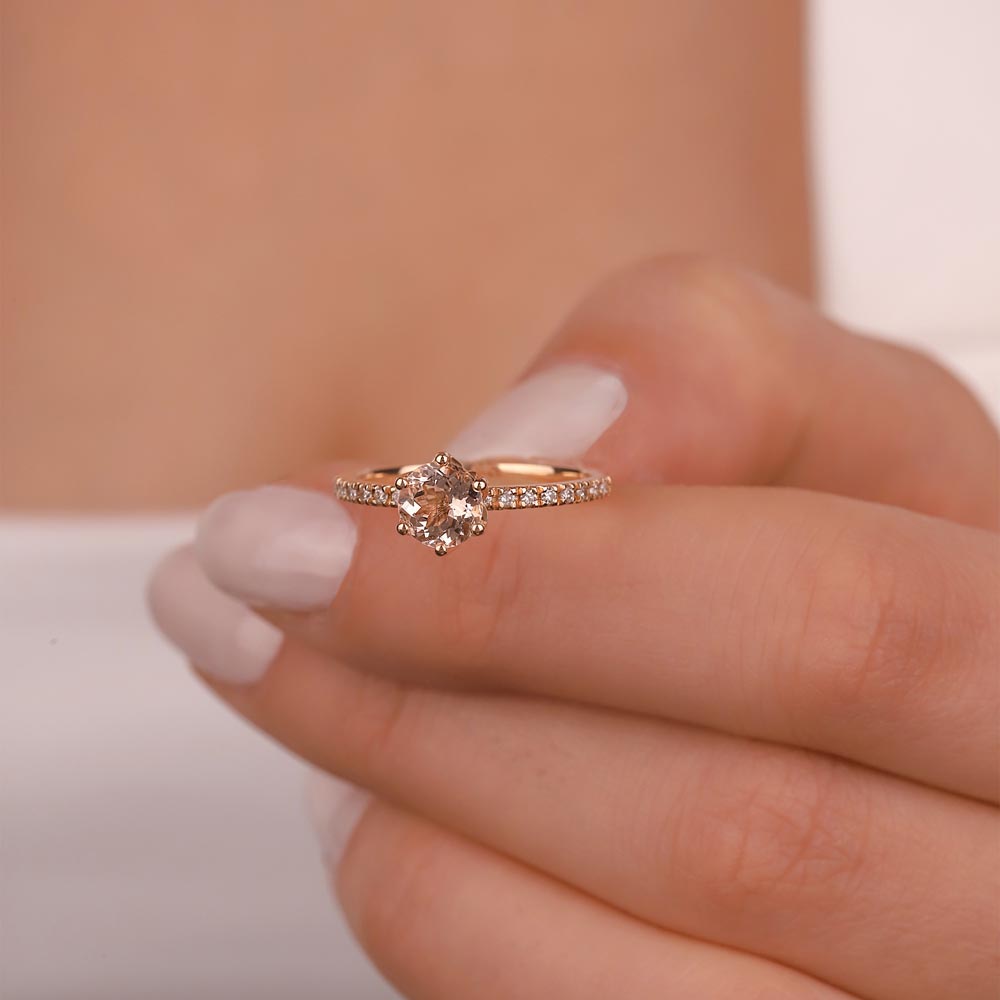 Vintage Yüzükler 0,78 Karat Pırlanta Vintage Morganit Yüzük