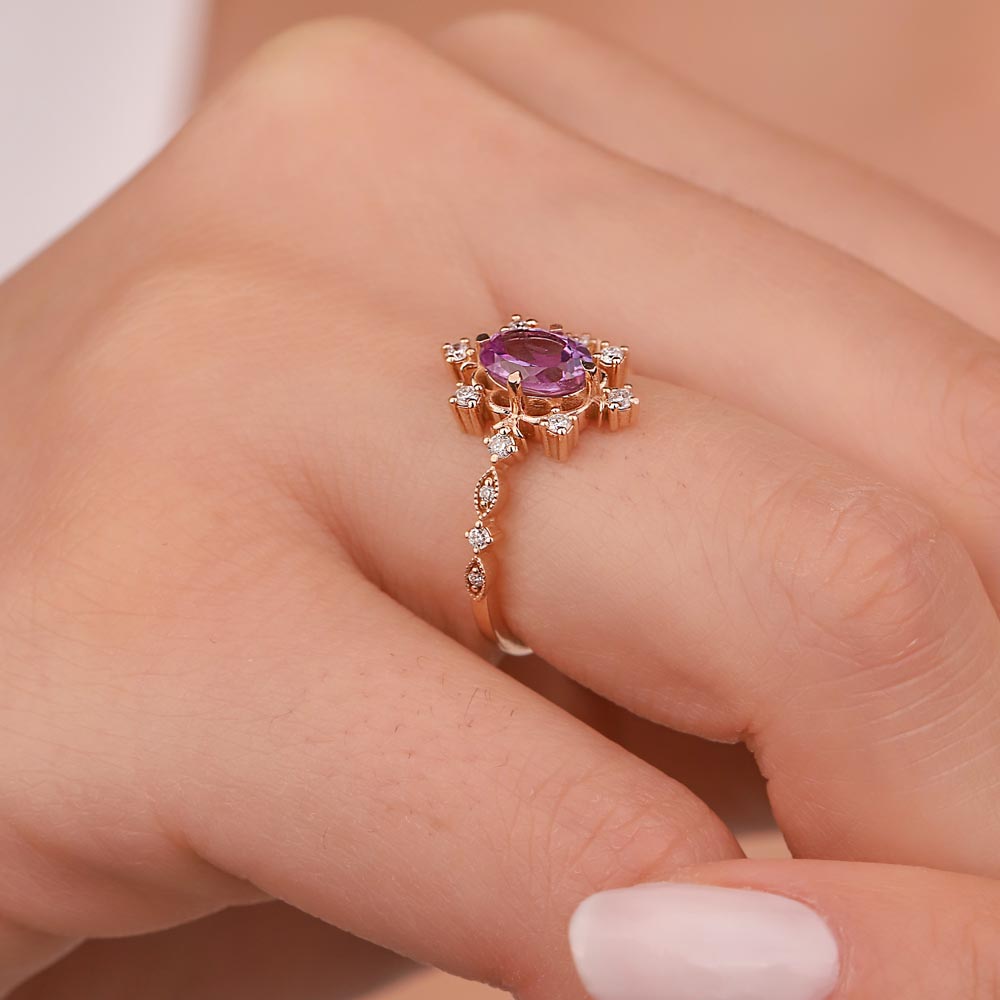 Vintage Yüzükler 1,82 Karat Pırlanta Vintage Alexandrit Yüzük