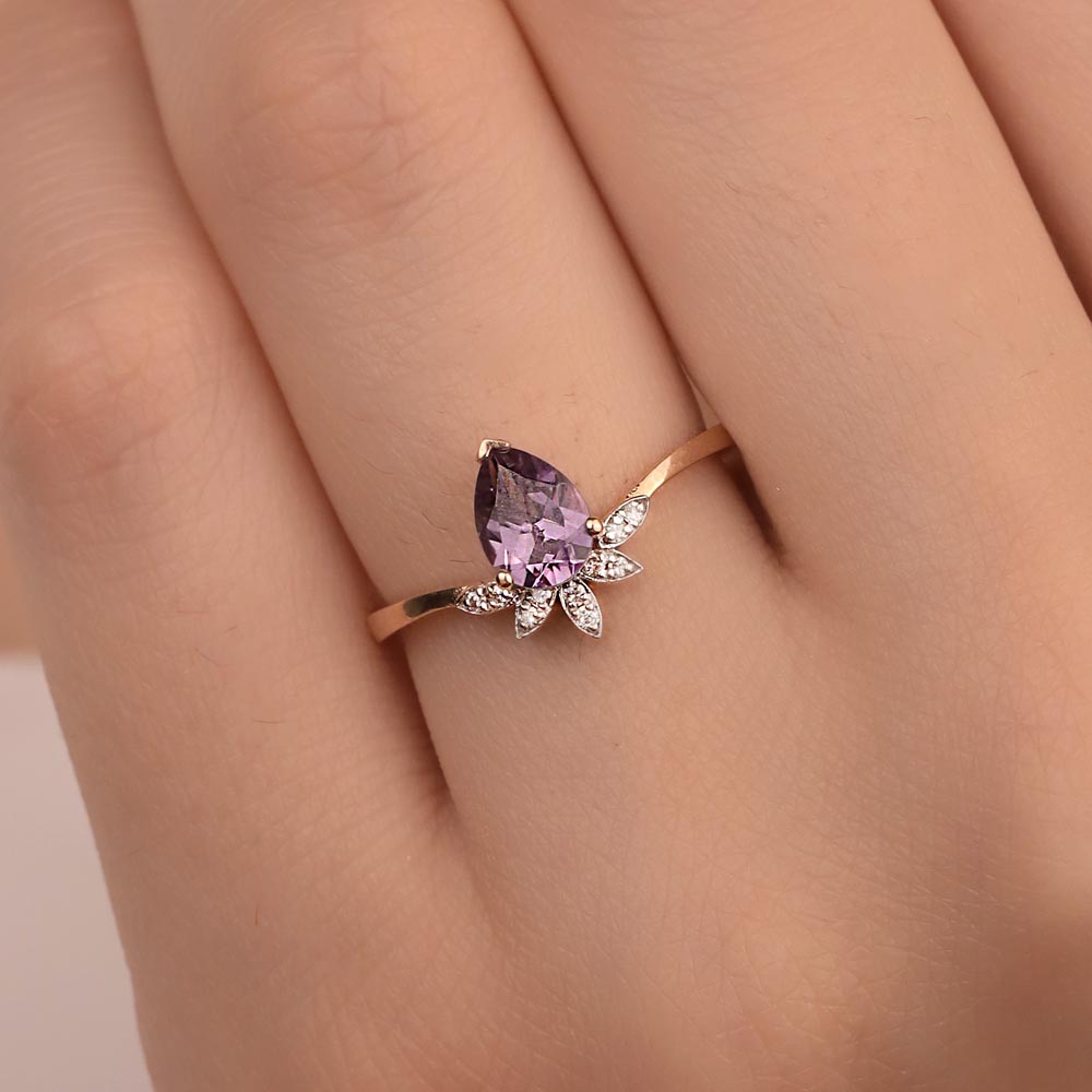 1,05 Karat Pırlanta Vintage Alexandrit Yüzük