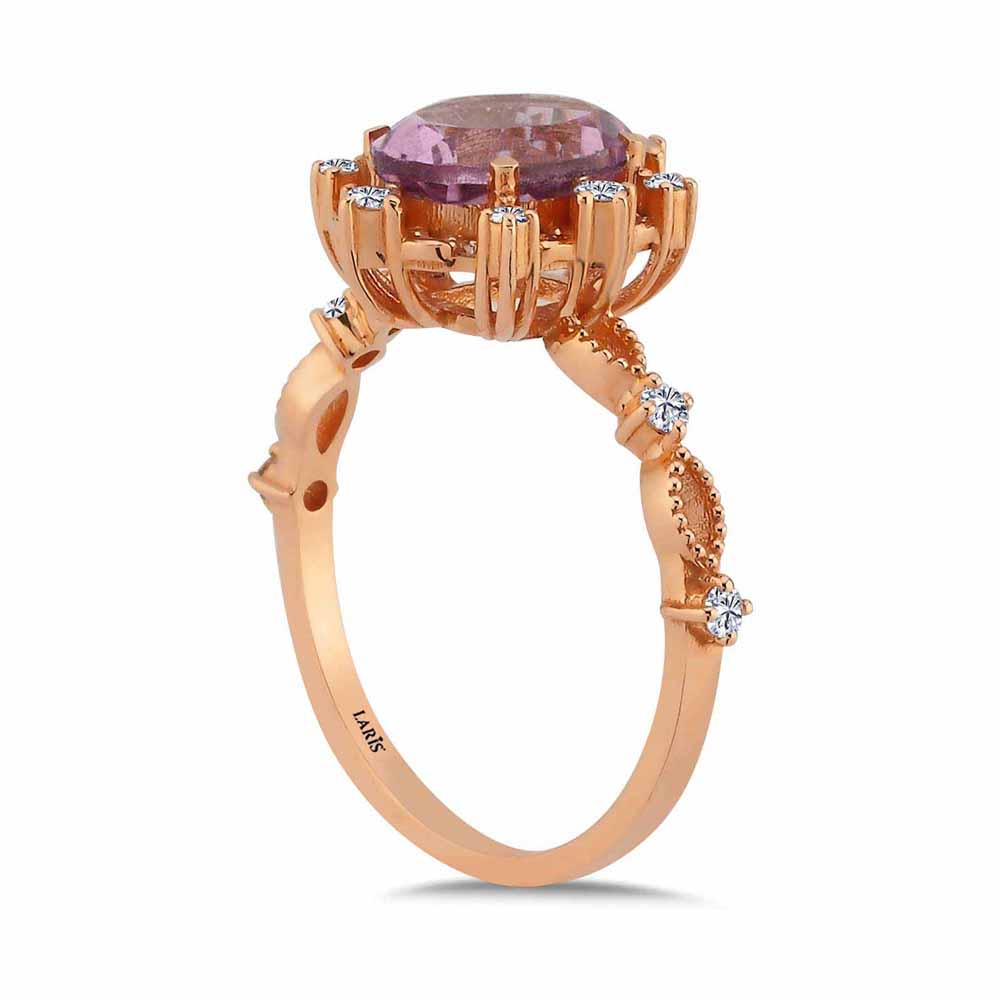 Vintage Yüzükler 1.81 Karat Pırlanta Vintage Damla Ametist Yüzük