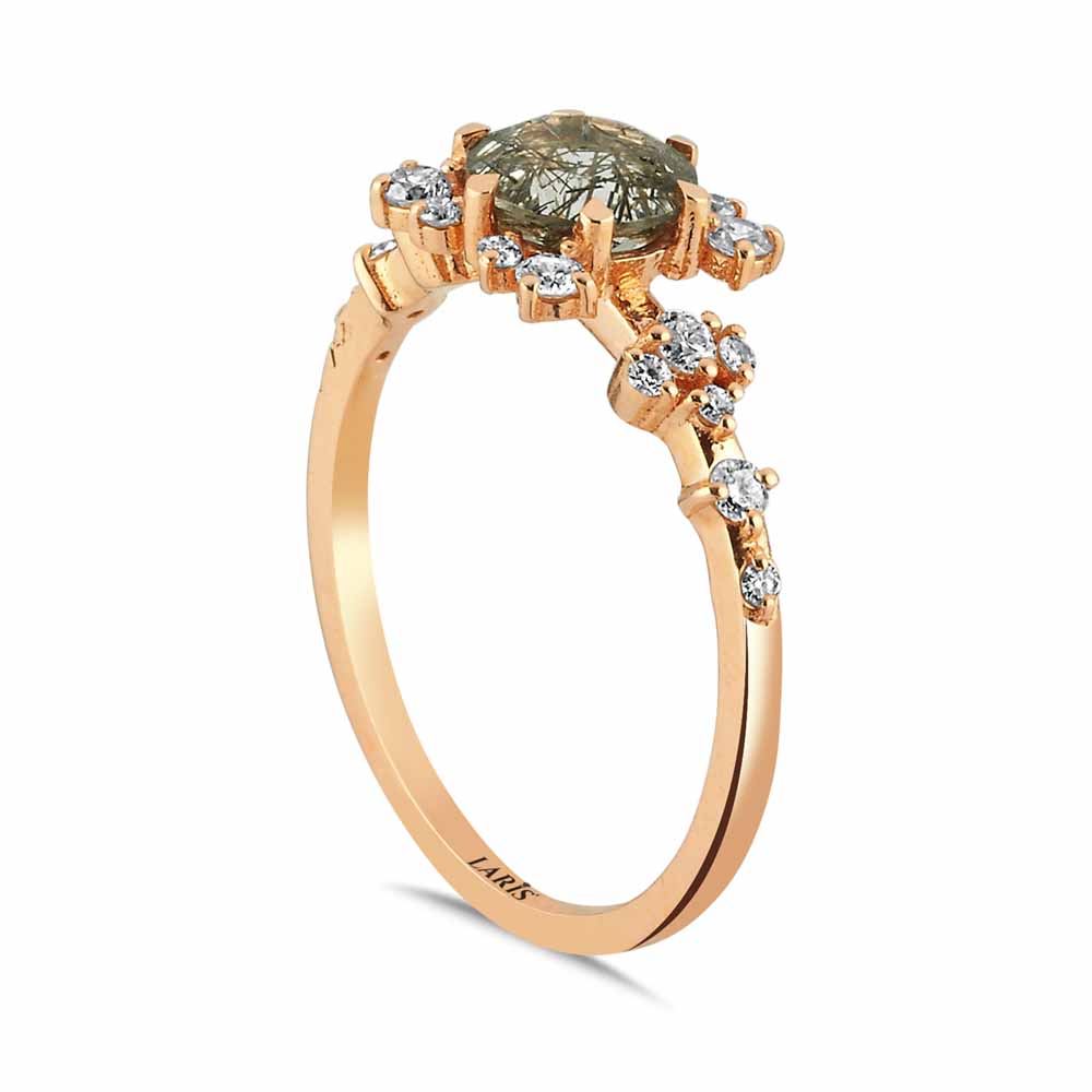 0,92 Karat Pırlanta Vintage Black Rutile Kuvars Yüzük