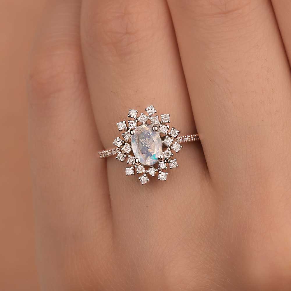 0,81 Karat Pırlanta Opal Kar Tanesi Yüzük