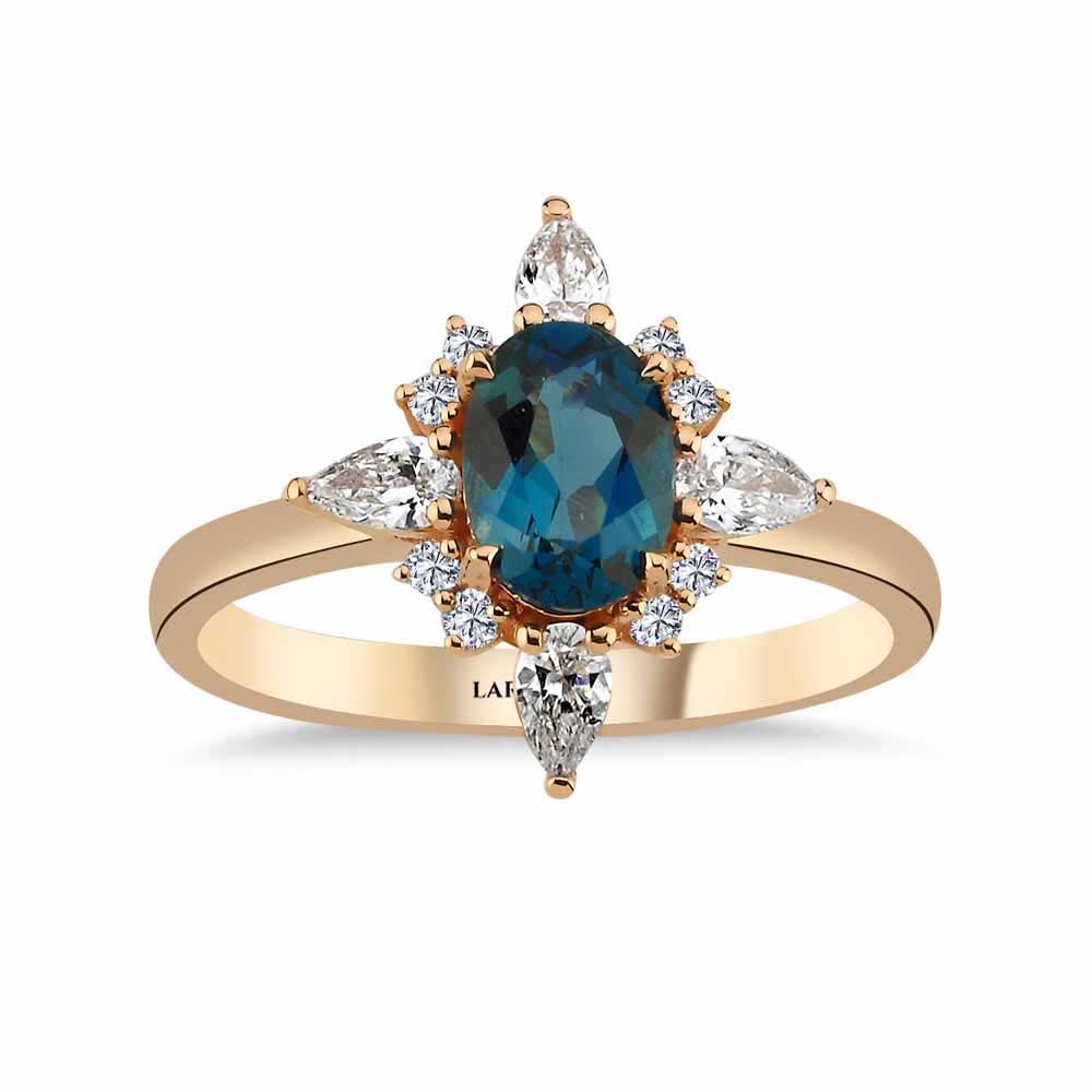 1,27 Karat Pırlanta Vintage London Blue Topaz Yüzük