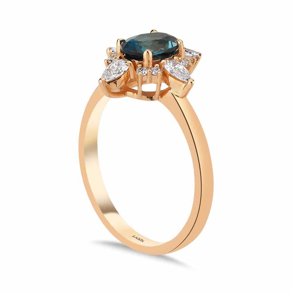1,27 Karat Pırlanta Vintage London Blue Topaz Yüzük