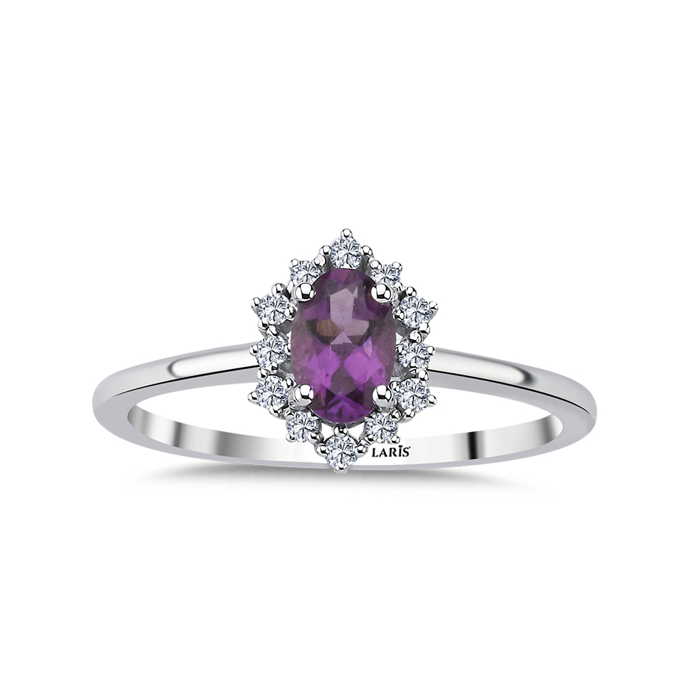 0,43 Karat Pırlanta ve Ametist Mirage Vintage Tasarım Yüzük