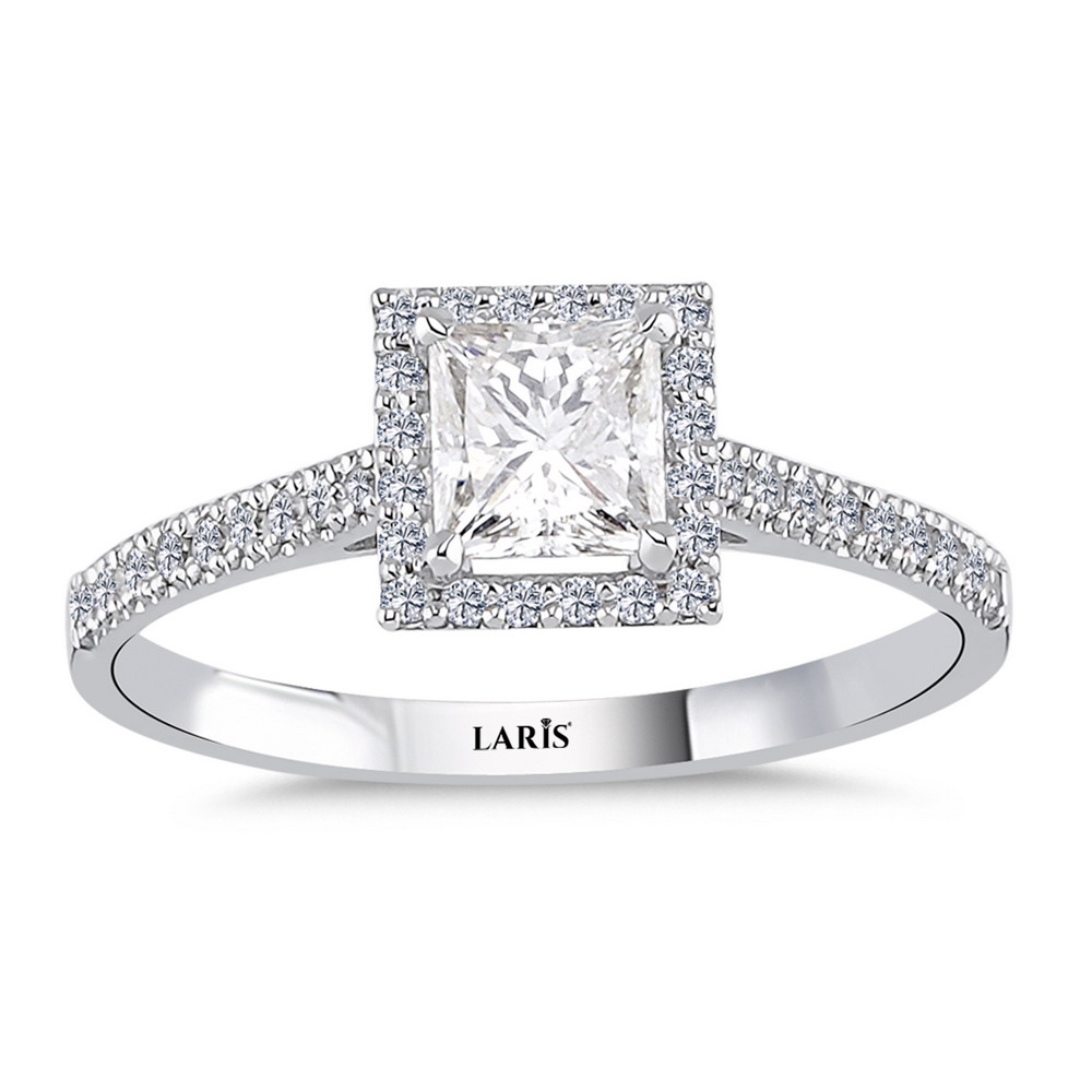 0.75 Karat Pırlanta Prenses Kesim Halo Tektaş Yüzük