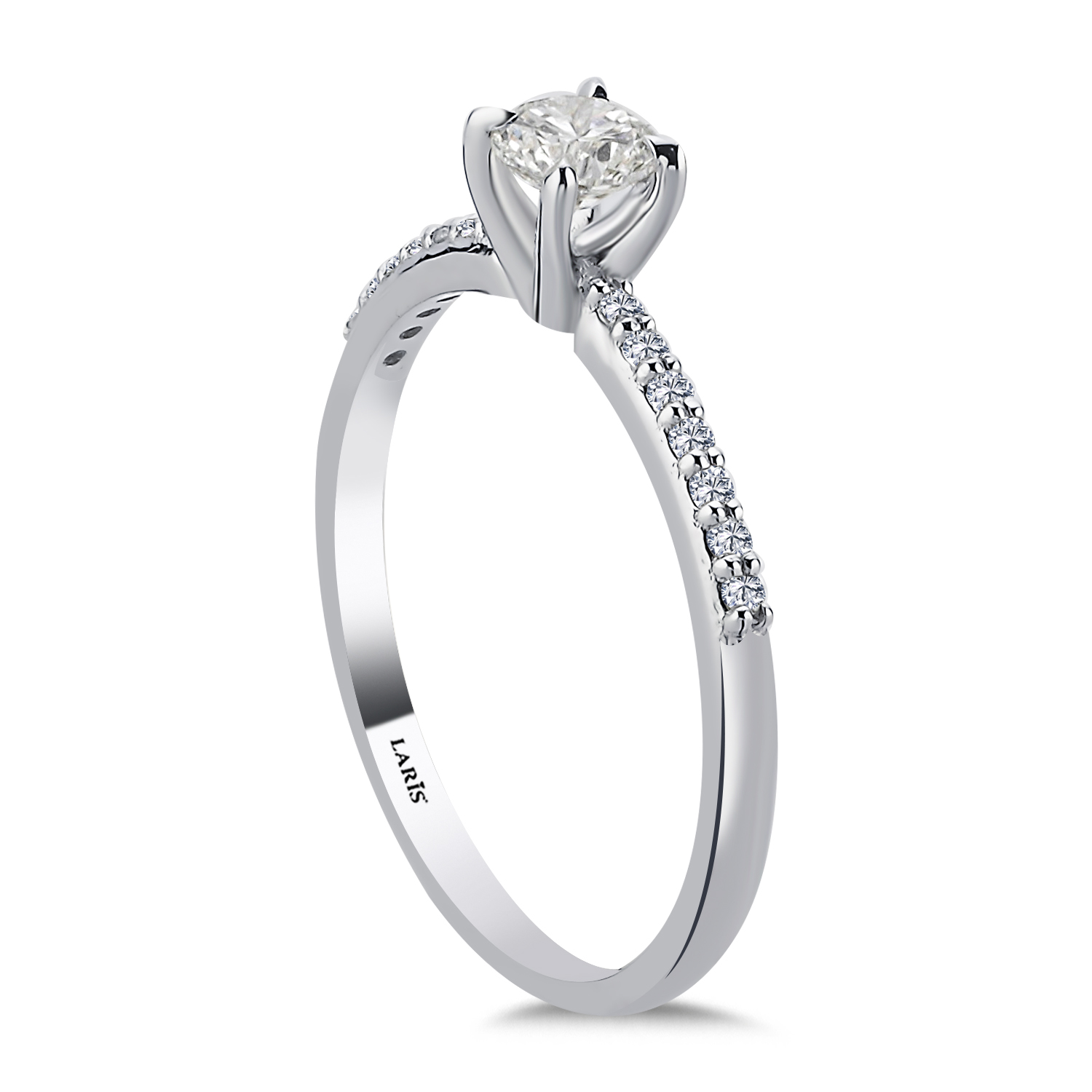 0,40 Karat Pırlanta Kolları Taşlı Classic Tektaş Yüzük