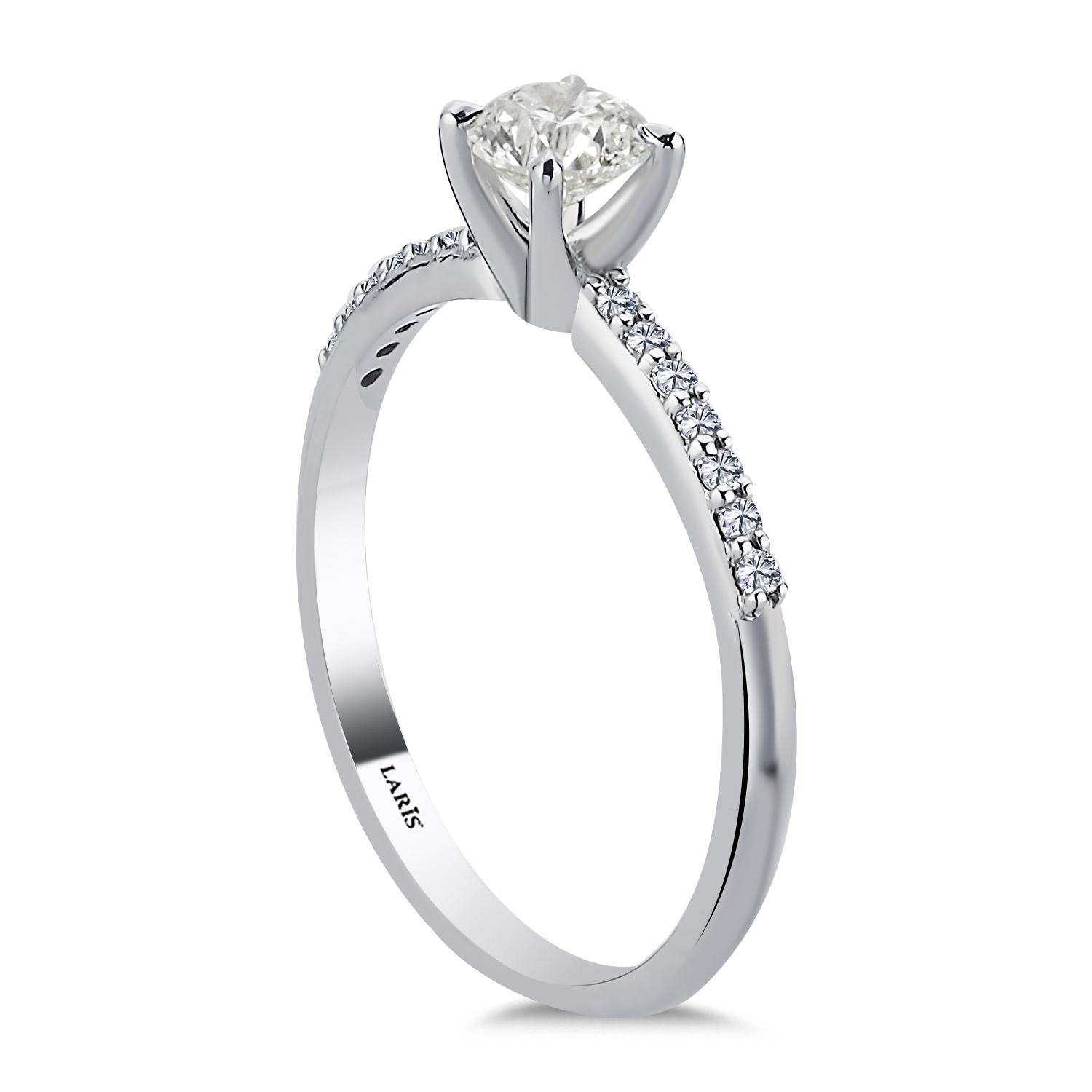 0,50 Karat Pırlanta Kolları Taşlı Classic Tektaş Yüzük