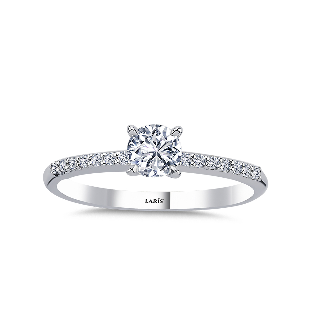 0,50 Karat Pırlanta Kolları Taşlı Classic Tektaş Yüzük