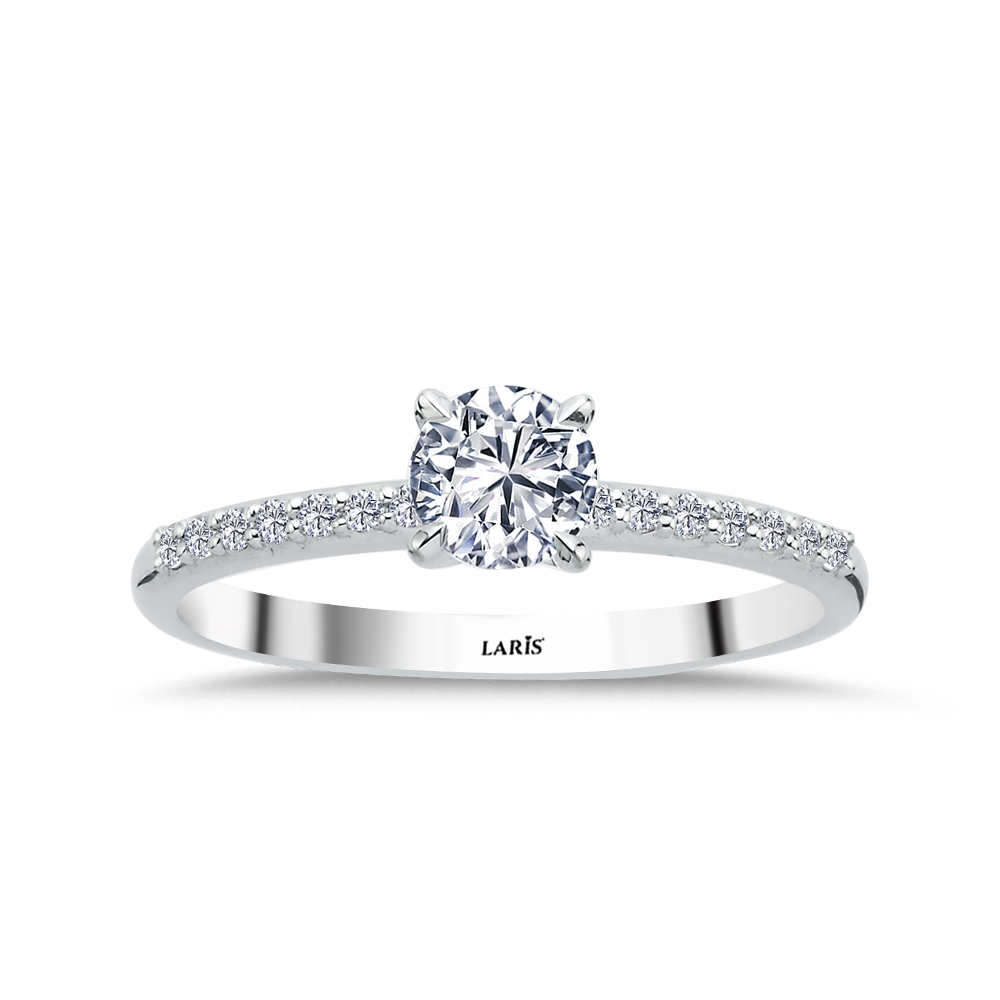 0,60 Karat Pırlanta Kolları Taşlı Classic Tektaş Yüzük