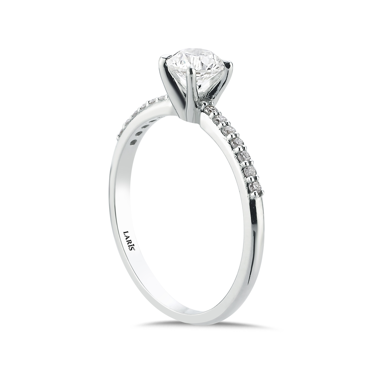 Tektaş Yüzükler 0,60 Karat Pırlanta Kolları Taşlı Classic Tektaş Yüzük