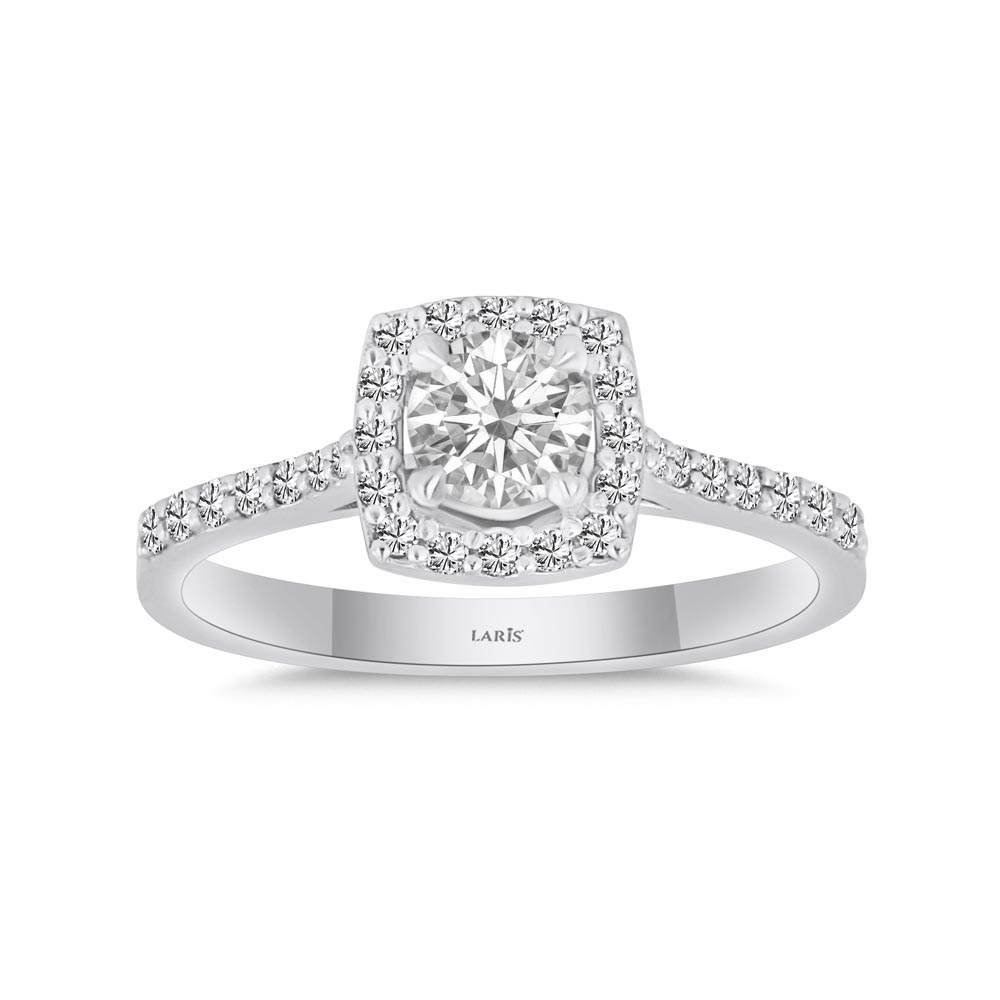 Özel Tasarım Yüzükler 0.80 Karat Pırlanta Kare Halo Tektaş Yüzük