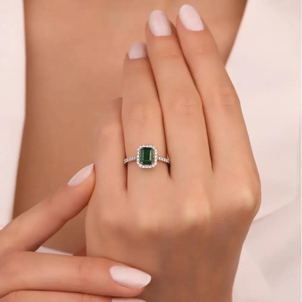 1.42 Karat Pırlanta Jasmine Zümrüt Yüzük