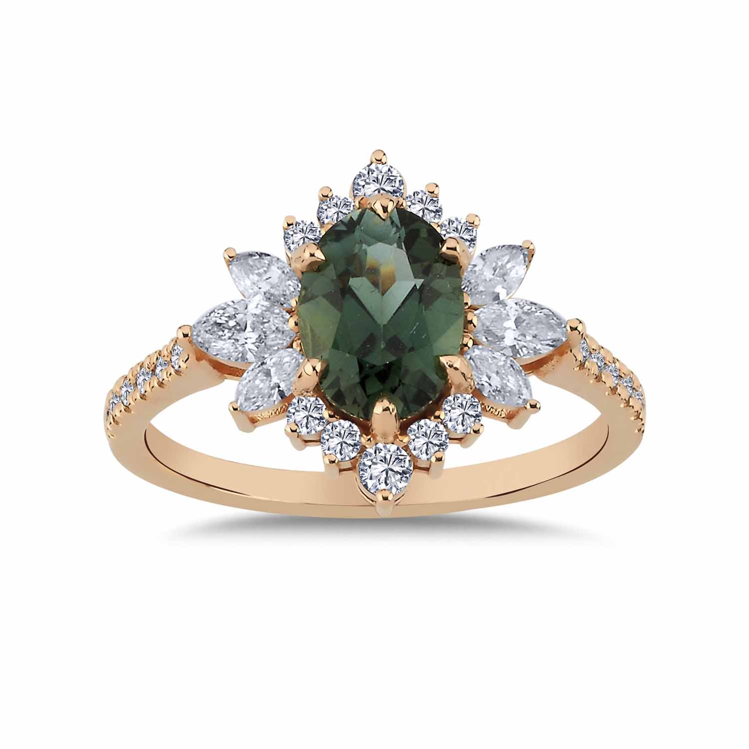 1,62 Karat Pırlanta Vintage Turmalin Yüzük