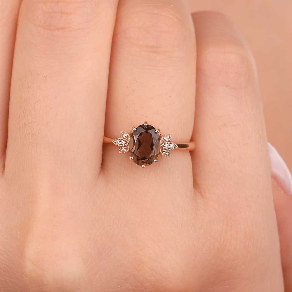 1,23 Karat Pırlanta Vintage Dumanlı Kuvars Yüzük